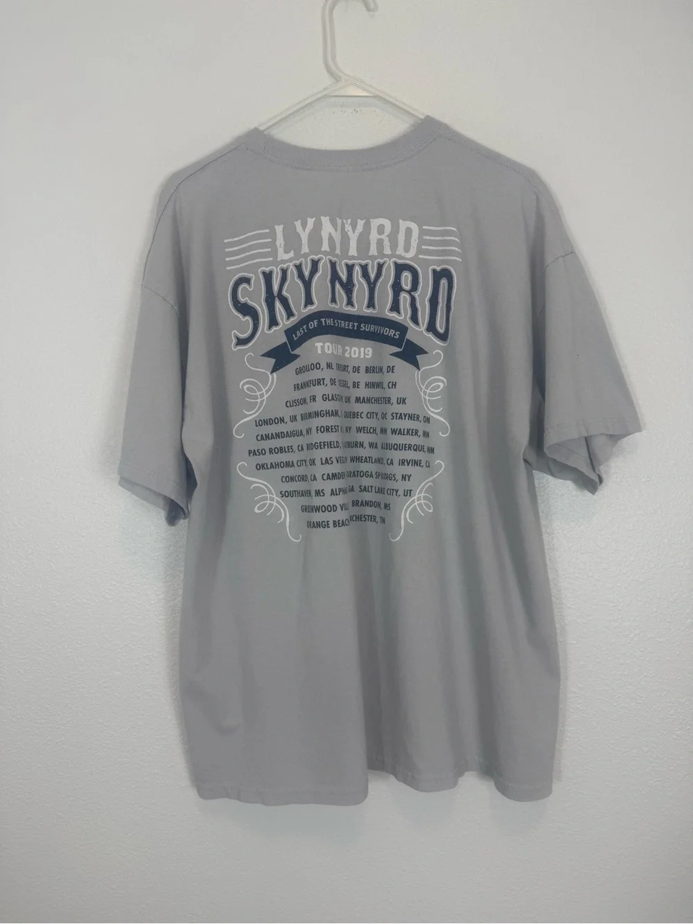 Lynyrd Skynyrd Last Of The Street Survivors Tour 2019 T-Shirt Gray